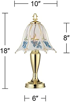 Регенс Хил Сина цвет Традиционална глам луксузен акцент табела за ламба 18 Високо класичен месинг злато печатено стакло сенка