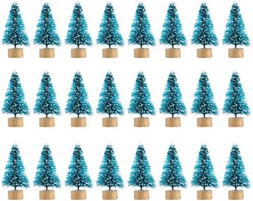 Бестојард Канцелариски Декор 24 парчиња Мини Елка Со Дрвена Основа Вештачки Сисал Снежни Дрвја Ситни Борови Дрвја ЗА Сам Занает Божиќна