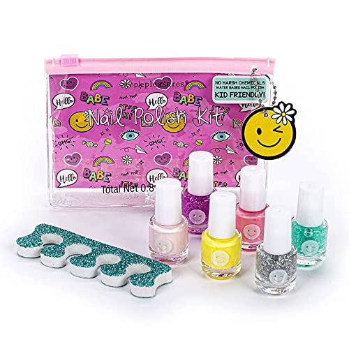 Едноставни задоволства Сјај и примена комплет за лак за нокти за девојчиња со треперливи нокти полски нијанси и забавни апликации за овошни