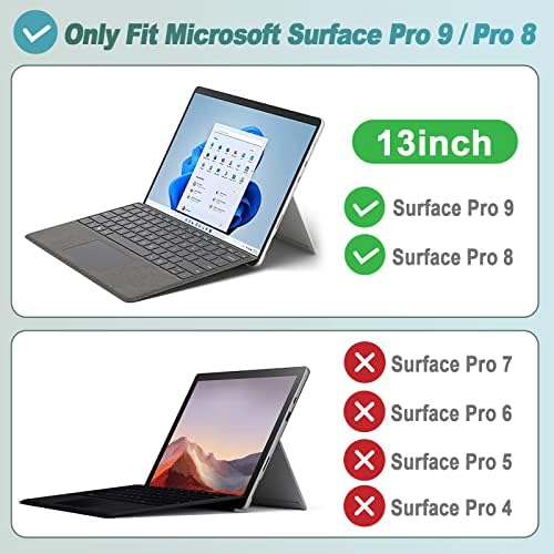 Acdream Case за Microsoft Surface Pro 9 / Pro 9 5G 13-инчен 2022 / Pro 8 2021, Premium PU кожа солиден заштитник на капакот на тврдиот