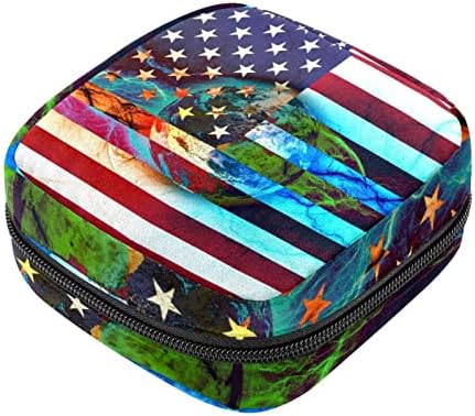 Торба За Складирање Санитарни Салфетки, Торба За Период, Торбичка За Санитарна Подлога, Мала Торба За Шминка, Американско Знаме Вселенска