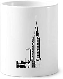Yorkујорк во САД зграда Арт Деко Подарок Моден моден заби за четкичка за заби, држач за пенкало, чаша за молив за молив