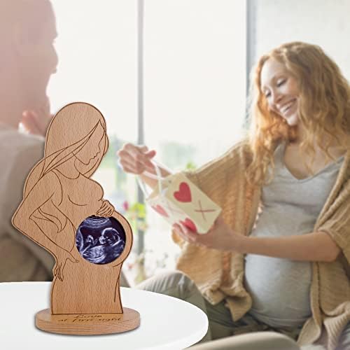 Attivollife бремена мајка бебе подароци, креативни дрвени рамки за слики стојат со ултразвук сонограм, најдобар декор во спалната