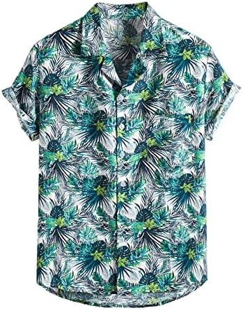 Кратки ракави за кратки ракави на Зепервоба, хавајски кошула и шорцеви костуми летни тропски лисја печатени 2 парчиња облека на плажа