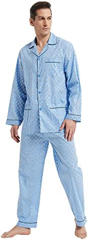 Глобален сет за пижами за мажи, ткаени памучни ткаени облеки за сончање со врвни и панталони/дното