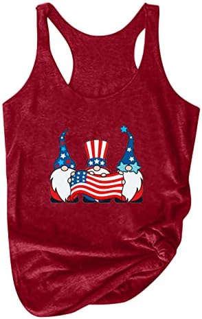 Лето жени резервоар врвови, женска патриотска кошула во САД знаме starsвезди ленти печати маица без ракави 4-ти јули лабави вклопуваат