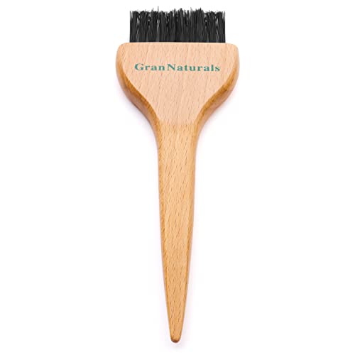 Grannaturals четка за боја на коса - апликатор за боја на коса - Апликатор за боја на коса со природно дрво рачка и најлонски влакна - четка
