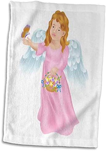 3drose Florene Childrens Art - Пинк ангел со пеперутка - крпи