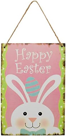Велигденски дрвени висечки знаци декорација, среќен Велигден со слатка знак за декорација на wallидни врати на festivalидот на зајакот