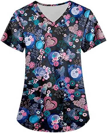 Женски летни врвови каваи симпатични графички печатени маички Y2K кратки ракави преголеми кошули со екипаж џемпери удобни лабави блуза