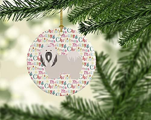 Богатства на Каролина WDK2036CO1 LHASA APSO Среќен Божиќен керамички украс, разнобоен, украси за новогодишни елки, виси украс