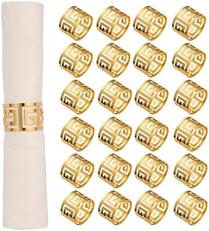Давифина салфетки прстени сет од 24, тркалезни прстени за салфетка за свадбени забави за одмор банкет Божиќна вечера Деликатна сервис