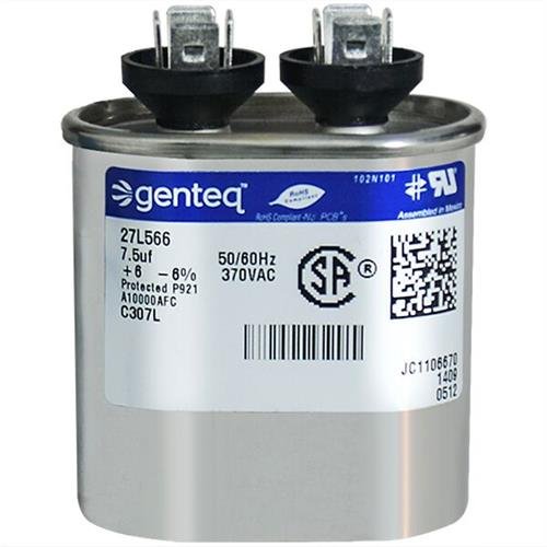 Bryant P291-0753 • 7,5 UF MFD X 370 VAC Genteq Заменски кондензатор овален C307L / 27L566