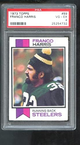 1973 Топпс 89 Франко Харис дебитант РЦ ПСА 4 оценета фудбалска картичка NFL челичари