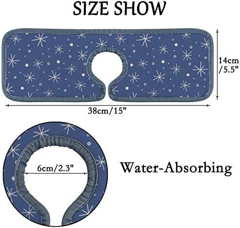 Кујнски тапачки душеци 2 парчиња бели снегулки starsвезди печати тапа за мијалник за мијалник за бања и RV, апсорбирачки тапа контра