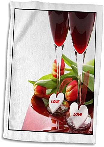 3drose Флорен храна и пијалок - врамени вино лалиња N Love Hearts - крпи