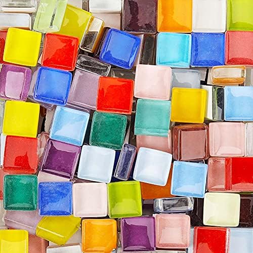 Hiawbon 500 парчиња мешани плочки во боја на мозаик обоени кристално стакло мозаик парчиња материјали за рачно изработени занаетчиски рамки