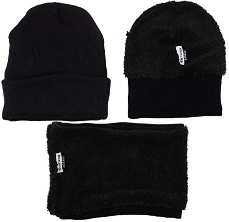 Биенвен 3 парчиња плетени капа постави зимски дебели топла плетена капа + шамија + ракавици на екран на допир