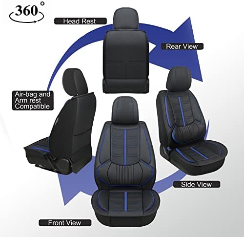Опчиња за седишта за автомобили O2MAT, водоотпорна кожна кожна автомобилска капаци за возила со лумбална перница, одговара на повеќето