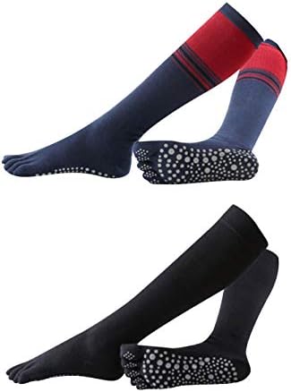 Долги топли топли чорапи на дијакација, кои не се лизгаат памучни прсти, чорапи за пилатес јога фитнес