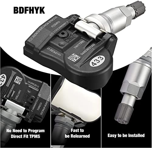 Сензорот BDFHYK TPMS компатибилен со Chrysler Dodge Fiat Hyundai Jeep Kia Lancia Mitsubishi 433MHz Програмиран сензор за набудување на притисок на гумите го заменува# 56029359AC, 56053031AD