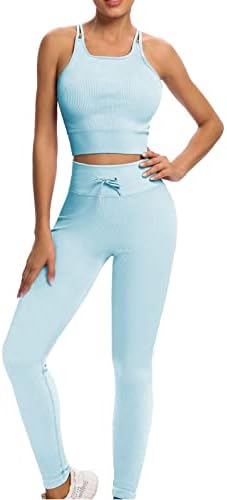 Buscando женски тренингот поставува 2 -парчиња - Беспрекорна ребра со јога outftis Height leggings Sports Bra