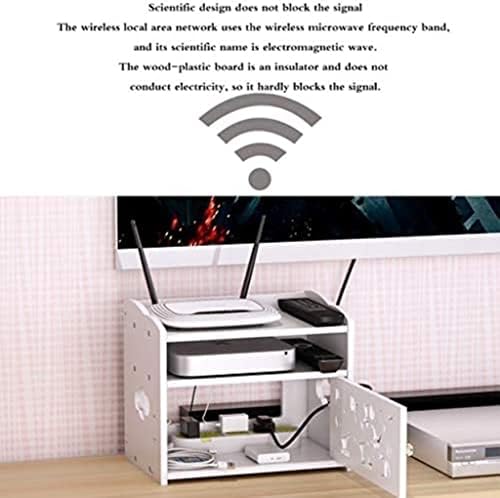 Кутија за складирање на рутерот, кутија за складирање на рутер WiFi Router Bracket Set-top-top Wallид Полнен Полф Дома и Office WiFi рутер прилагодлив