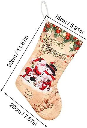Персонализирани божиќни чорапи, вклучувајќи ги и Детските снежни деца со Дедо Мраз со техники за вез за семејни празнични Божиќни забави,