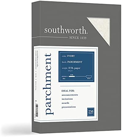Southworth J988C Pargment Speciation Paper, 32 lb, 8,5 x 11, слонова коска, 250/пакет