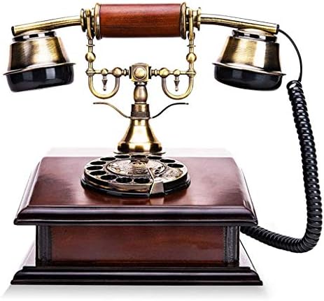 Ореота ретро стил гроздобер телефон - ротирачки декоративни телефони биро за бирање, стара античка домашна дневна соба декор, бреза дрво четкан бакар, кабел телефо?