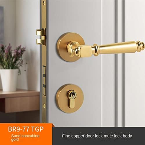 WTAIS затворен заклучок на вратата на вратата тивка Американска светлина луксузна златна двојна врата заклучување цврста дрвена врата рачка