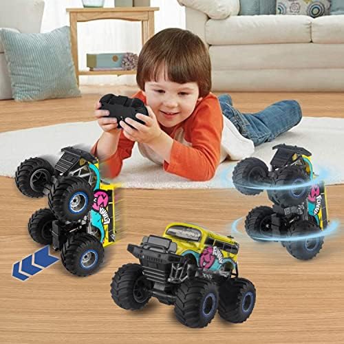 Играчки за далечински управувач на играчки Зеконг играчки, исправен 360 ° вртење RC автомобил, 1:14 Сите терени RC камиони со LED светла, 2,4GHz