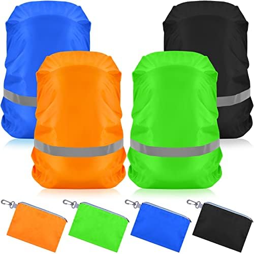 Amilove 4 PCS Водоотпорен ранец на ранецот со ранец со рефлексивна лента 30-40 L Ултралејт ранец на ранецот со прилагодливи капаци на ранец на