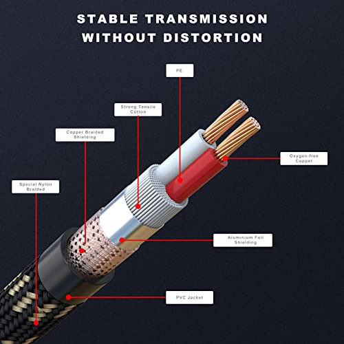 XLR кабли 50ft 6 пакет, кабел за микрофон, маж до женски најлон плетенка 3 пински XLR до XLR кабел компатибилен со микрофони, миксер, системи