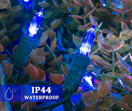 Abejack LED String Light, сина 100 лежечка 35,33ft конективни жици светла затворено и отворено, 120V UL сертифициран за Ноќта на