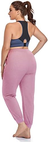 Zerdocean Womensенски плус големина џогерни панталони активни џемпери со затегнување на тренингот јога дневна панталони со џебови