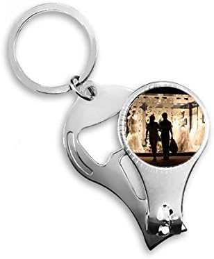 Loversубовници свадба ноќна сцена Фотографија Nail Nipper Ring Key Clain Clain Clipper Clipper