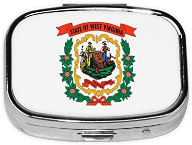 Знаме на плоштад за Западна Вирџинија, мини пилула кутија Метална медицина Организатор за патувања Пријателски преносни пилули