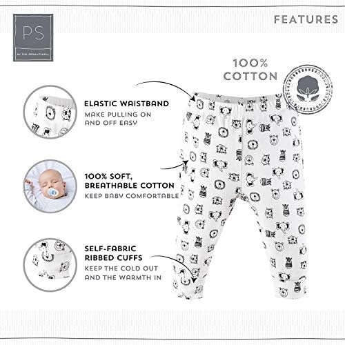 Поставени панталони за бебиња од кикирики, новороденчиња до 24 месеци, животни од црна, сива и сафари