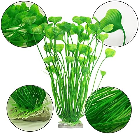 E.YOMOQGG Аквариум вештачки растенија за декор на резервоарот за риби, 2 парчиња подводна водена пластична трева, 15,7 ”високи
