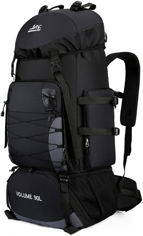 Водоотпорен ранец за пешачење 90L, кампување ранец со покривка од дожд, високи перформанси за планинарење ранец за планинарење
