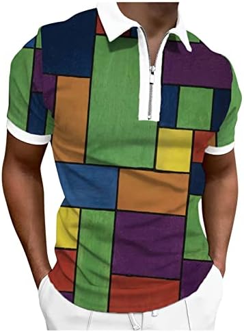 HDDK патент Поло голф кошули за мажи лето кратки ракави геометриски печати смешна графичка обична тениска врвна кошула за работа