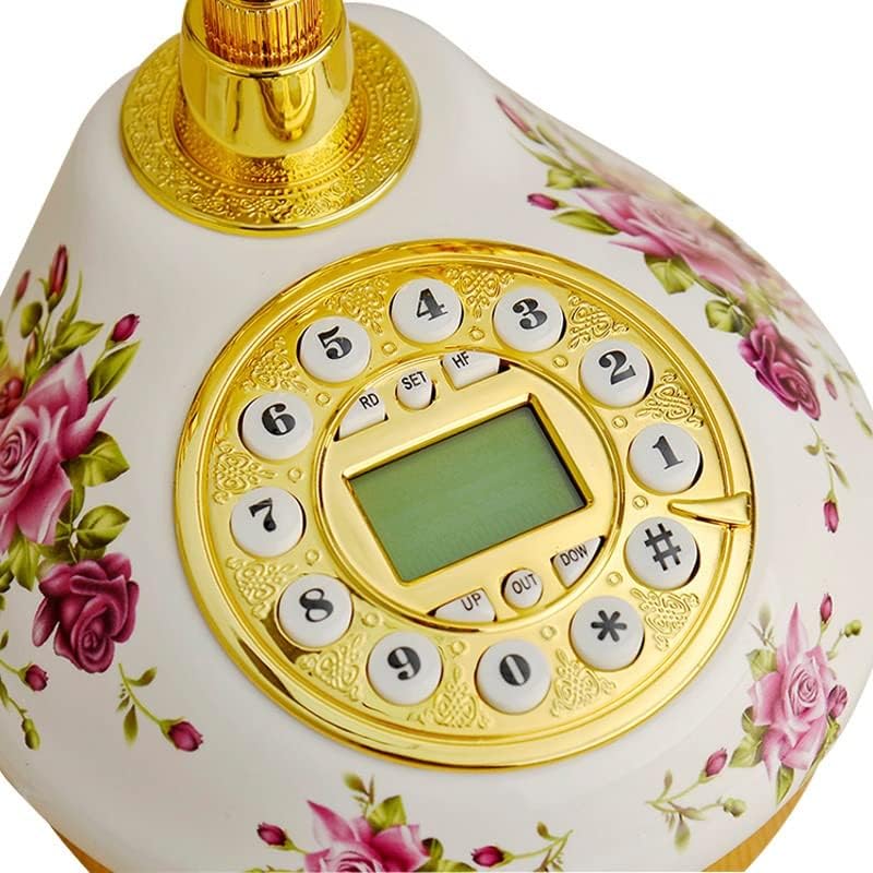 ZjHyxyh Антички фиксни телефонски телефон со датум за повик за датум за прилагодување на часовникот за прилагодување без батерија класичен телефон