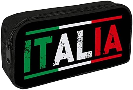 Смешно знаме на Италија знаме со голем капацитет за молив, 2 слоеви, молив торбичка торба за торбичка, организатор на женска козметичка кеса