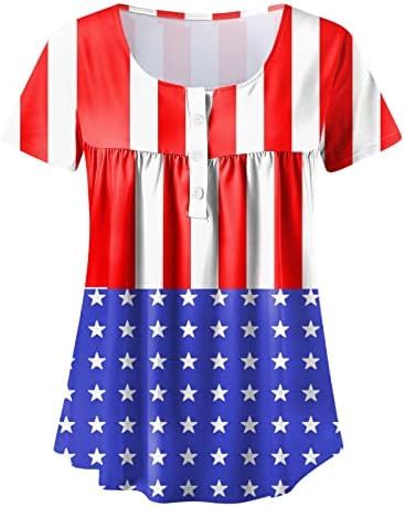 4 јули Туники За Жени Американско Знаме Скријте Маици Со Маснотии Во Стомакот Летни Секојдневни Блузи Со Кратки Ракави
