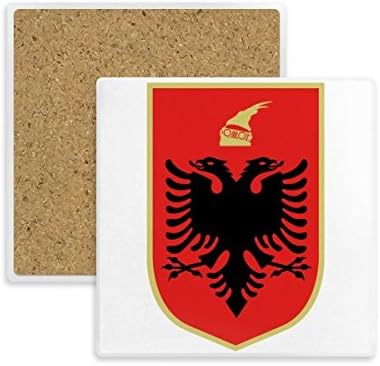 Албанија Тирана Национален Амблем Плоштад Подножје Куп Држач За Кригла Абсорбента Камен за Пијалоци 2 парчиња Подарок