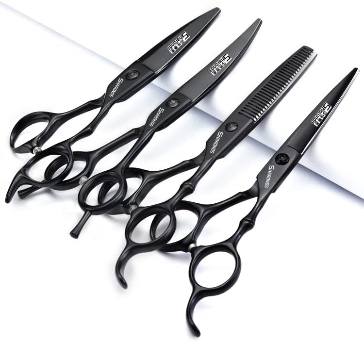 Комплети за ножици за фризерски Sharonds, 5,5/6/6/6,5 инчи, не'рѓосувачки челик, сечење на косата за сечење на коса, поставени опаѓање на