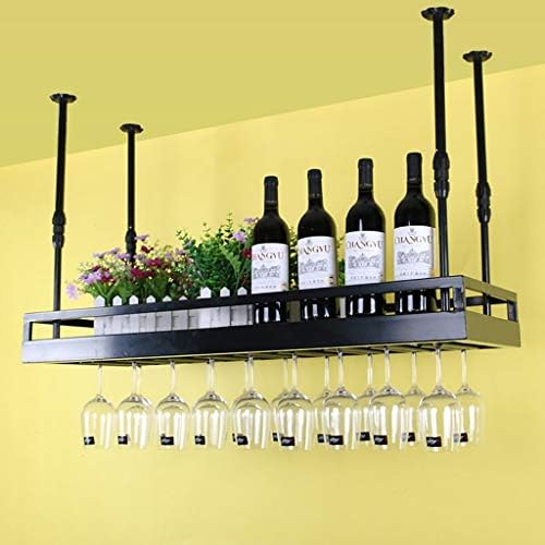 Лавици за вино LXDZXY, виси решетка за вино, држач за чаша за вино со вино, стаклена решетка за вино шампањ, решетката за стакленички решетки за вино, црна, 10035 см