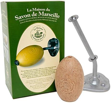 Savon de Marseille - ротирачки држач за сапун монтиран - издржлив четкан Мет финиш - со 270 грам француски сапун - мирис на готвачи