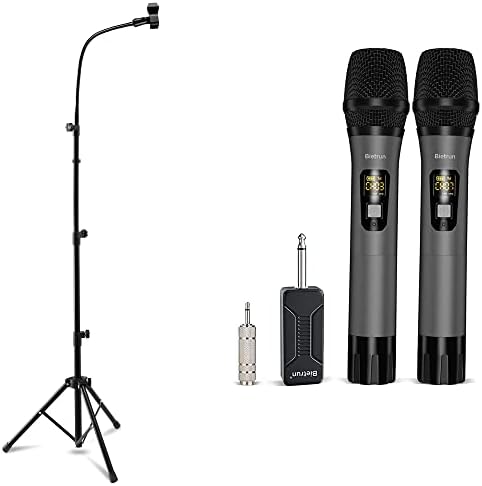 Битрун безжичен микрофон и микрофон штанд, за пеење/свадба/црква/сцена/забава